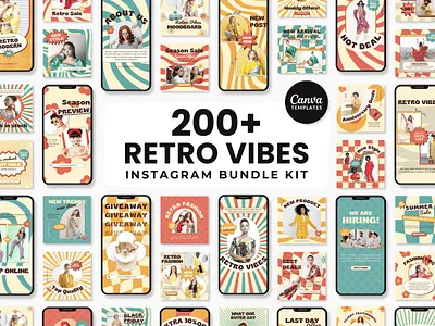 Retro Vibes Instagram Bundle Kit canva retro instagram canva templates retro facebook retro posts instagram retro fashion instagram retro stories instagram retro story instagram retro vibes retro vibes
