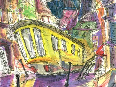 CRAZY TRAMS architecture citysketch comic graphic design hand drawn illustration lisbon sketch sketchbook travel traveller