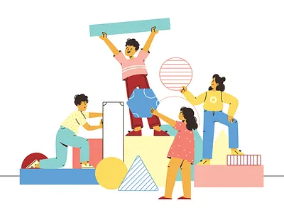work together branding character characterdesign cute shapes ui
