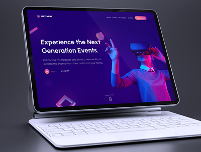 Home Page First Fold of a Virtual Reality Events Platform desktop events first fold home page metaverse ui user experience user interface ux virtual reality vr website