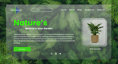 Hero Page Design with plants animation branding design graphic design logo ui