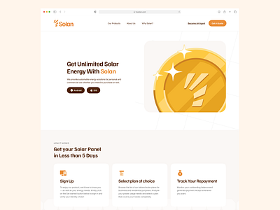 Solan Marketing Website design hero section design how it works marketing website product design product designer solar panel website ui ui design ui designer uiux design ux ux design ux designer web design web designer
