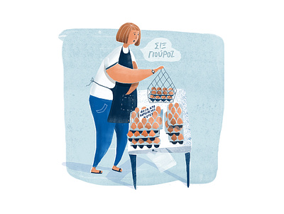 Blue for Peachtober eggs greece illustration market peachtober