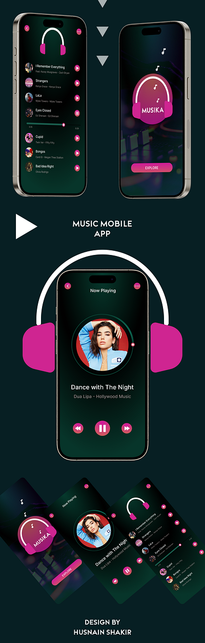 Music App UI Design app design branding figma logo music app ui design uiux user interface