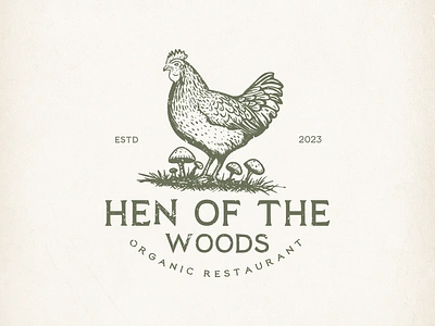 Hen of The Woods Logo Design brand identity branding design emblem graphic design hen hen logo illustration logo mushroom mushroom logo vector vintage hen logo vintage mushroom logo wood