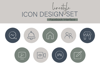 Linestyle Icon Design Set Facebook Interface web