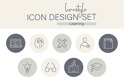 Linestyle Icon Design Set Learning online