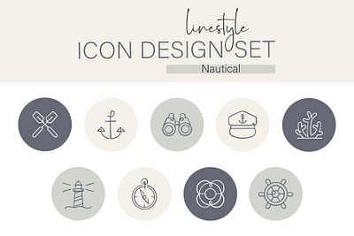 Linestyle Icon Design Set Nautical boat