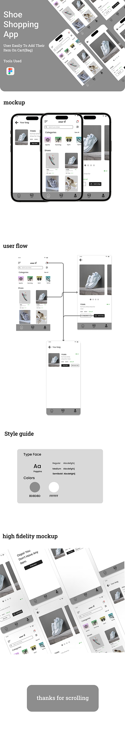 shoe shopping app app design graphic design mobile design mockup prototype ui uiux ux visual