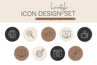Linestyle Icon Design Set Search Engine Optimization internet