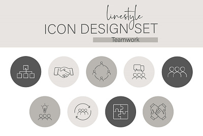 Linestyle Icon Design Set Teamwork group