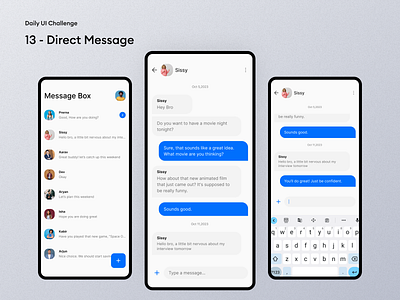 Daily UI Challenge 13 - Direct Message app design dailyui dailyuichallenge design directmessage messagingapp ui uidesign ux ux design