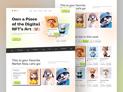 NFTYING - NFT Landing Page branding clean digital art figma hero page landing page minimal nft nft design nft landing page nft market nft marketplace trading ui ui design ui landing page uiux ux webdesign wesite