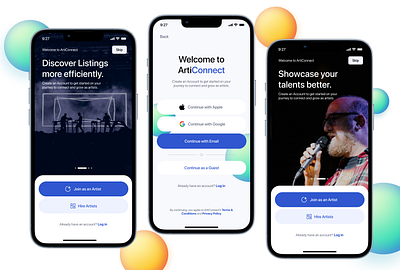 ArtiConnect onboarding design app dailyui login minimal onboarding signup start ui user interface