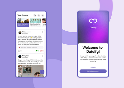 Mobile Social App Design animation app branding concept dailyui dating dating app design feed ios logo mobile posts social ui