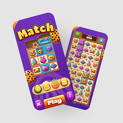 Match 3 Puzzle Cookies GUI cute fun game gameplay gui main menu mobile game design practice puzzle ui ux