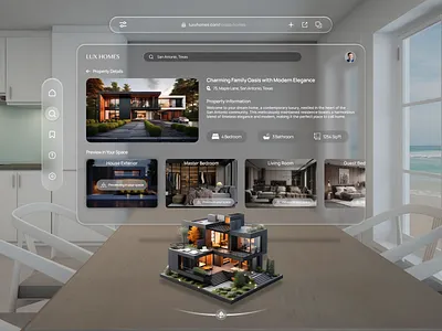 Future of Real Estate - Apple Pro Vision Spatial UI 3d house 3d tour agicent apple os apple vision pro ar design ar mode augmented reality real estate real estate concept spatial concept spatial design spatial ui ui ui design ui spatial ux virtual reality vision pro web app