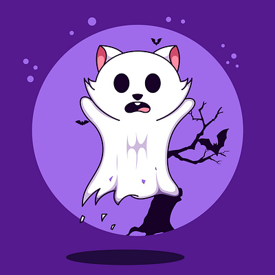 Halloween Cat spirit adobe illustrator art branding cartoon design drawing graphic design halloween illustration logo spirit