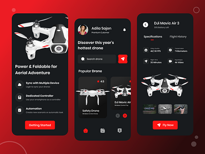 Drone App animation app design drone app landing page trending typography ui design ux design