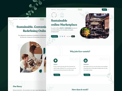 Ecocentric Website Design agriculture climate change eco ecofriendly environment green greenliving handmade natural nature organic plasticfree recycle startup sustainability ui ux user experience webdesign website zero waste