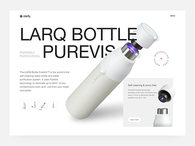 Clarity Hero Section bottle feature features gallery introduce landing landingpage modern product products ui ui design ux ux design vibrant water website