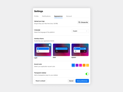 Standard. - Appearance settings modal component appearancesettings appeareance clean customization dailyui design design component designconcept designinspiration figma flat minimal modal modaldesign settings ui uicontrols user experience ux web