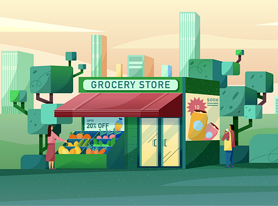 Grocery Store digital illustration graphic design grocery store illustration