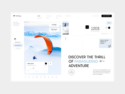 Paragliding Services Landing Page activity adventure clouds discovering platform extreme sports flying giding landing page minimal parachute paragliding rest sky skydiving sport sports platform ui design ui ux webdesign website dersign