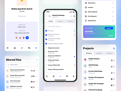 Project management app designed with Tasksy UI kit admin android app asana collaboration dashboard inspiration ios jira management mobile product design productivity project saas todo ui ui design ui kit ux