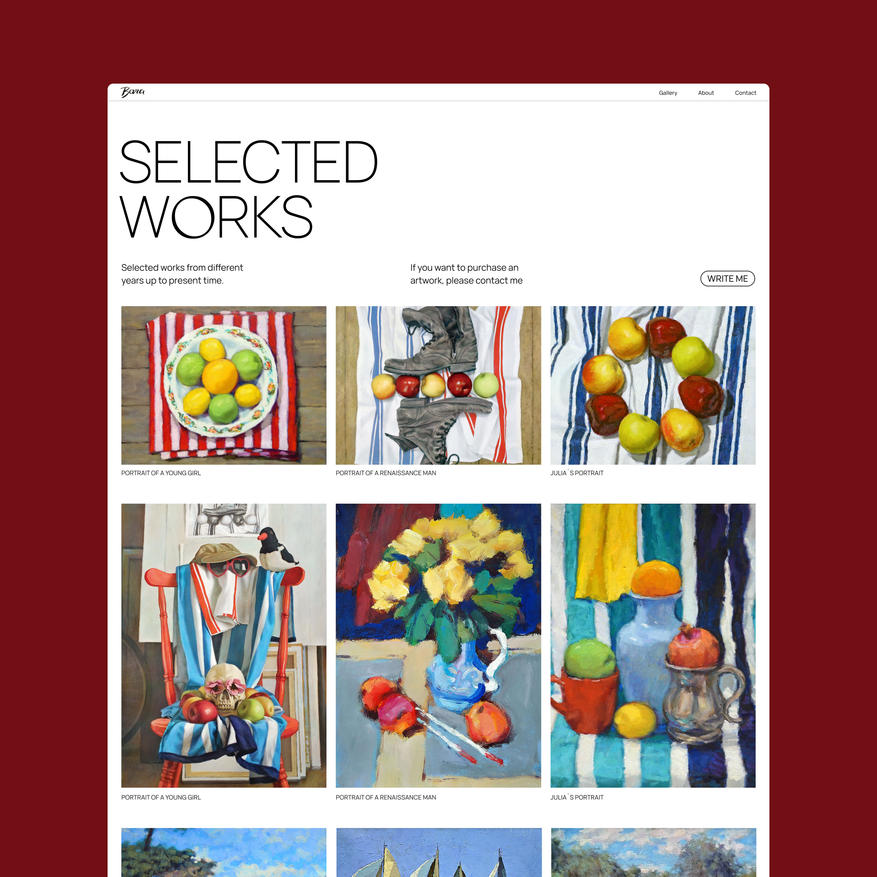 Artist portfolio website | Gallery artist portfolio clean colourful gallery minimalism minimalistic design paintintgs portfolio typography ui design uiux design web design website website design