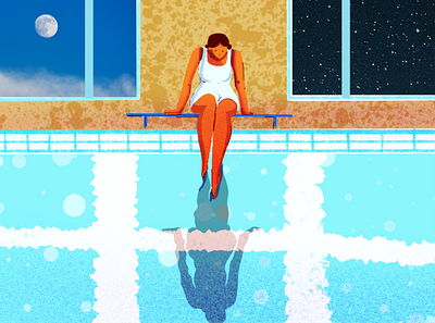Self-reflection digital illustration graphic design illustration reflection swimming woman