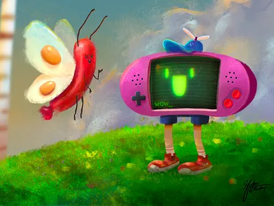 Game Boy Weird Adventure! cartoon character design digital painting illustration painting