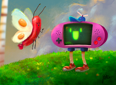 Game Boy Weird Adventure! cartoon character design digital painting illustration painting
