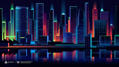 Affinity skyline tutorial city design futur illustration light neon