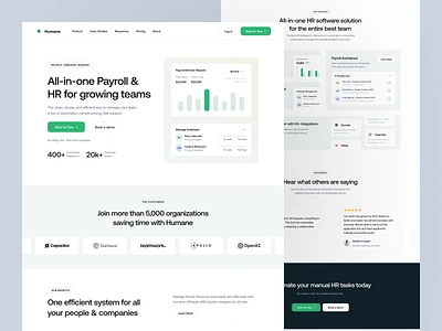 Humane - Landing Page clean components design designer graphic design hiring hr hrd human management human resources landing page recuitment ui uidesign ux uxdesign uxerflow web app web design website design