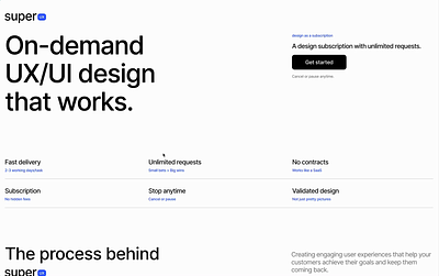 Design subscription - landing page branding design subscription desktop landing page sass