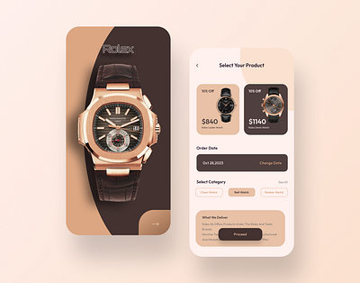 Rolex Product App UI Design Concept app design app ui branding design figma frontend design graphic design illustration landing page logo prduct design ui uiux