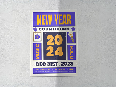 New Year Party Poster 2024 canva celebration design new year party template