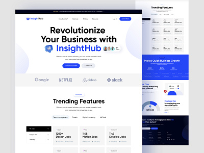 InsightHub - Saas Landing Page Design graphic design landing page saas saas landign page saas ui design saas web design software landing page software ui ui ui design ui ux user experience design user interface design web design white ui design