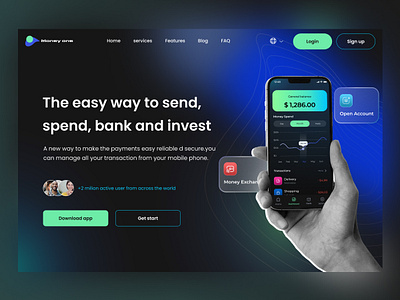 Wallet Landing Page bank design interaction invest landingpage mockup ui userexperience userinterface ux wallet