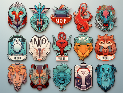 a group of different colored stickers dall e