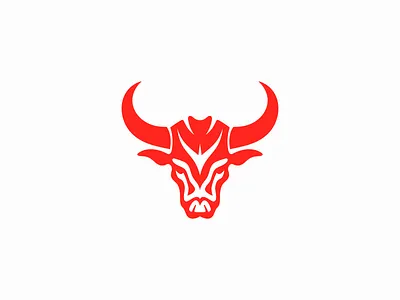 Bull Head Logo angus animal app beef branding bull cattle cow design emblem farm icon illustration logo mark negative space ox red sports vector