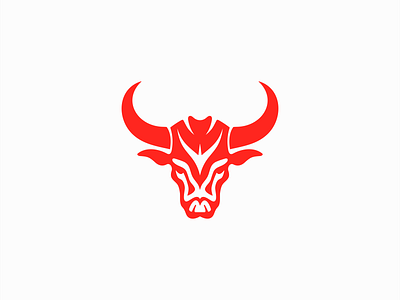 Bull Head Logo angus animal app beef branding bull cattle cow design emblem farm icon illustration logo mark negative space ox red sports vector