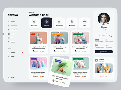 AI Courses – A Dashboard Platform for Improving Knowledge ai courses creative dashboard design ecommerce interface know marketplace minimalism nft product service startup ui ux uxui