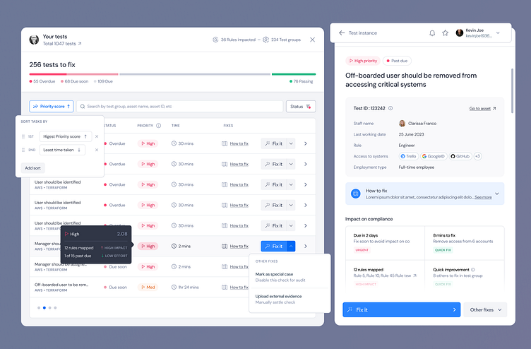 Task management for compliance dashboards by Suruchi Sati on Dribbble