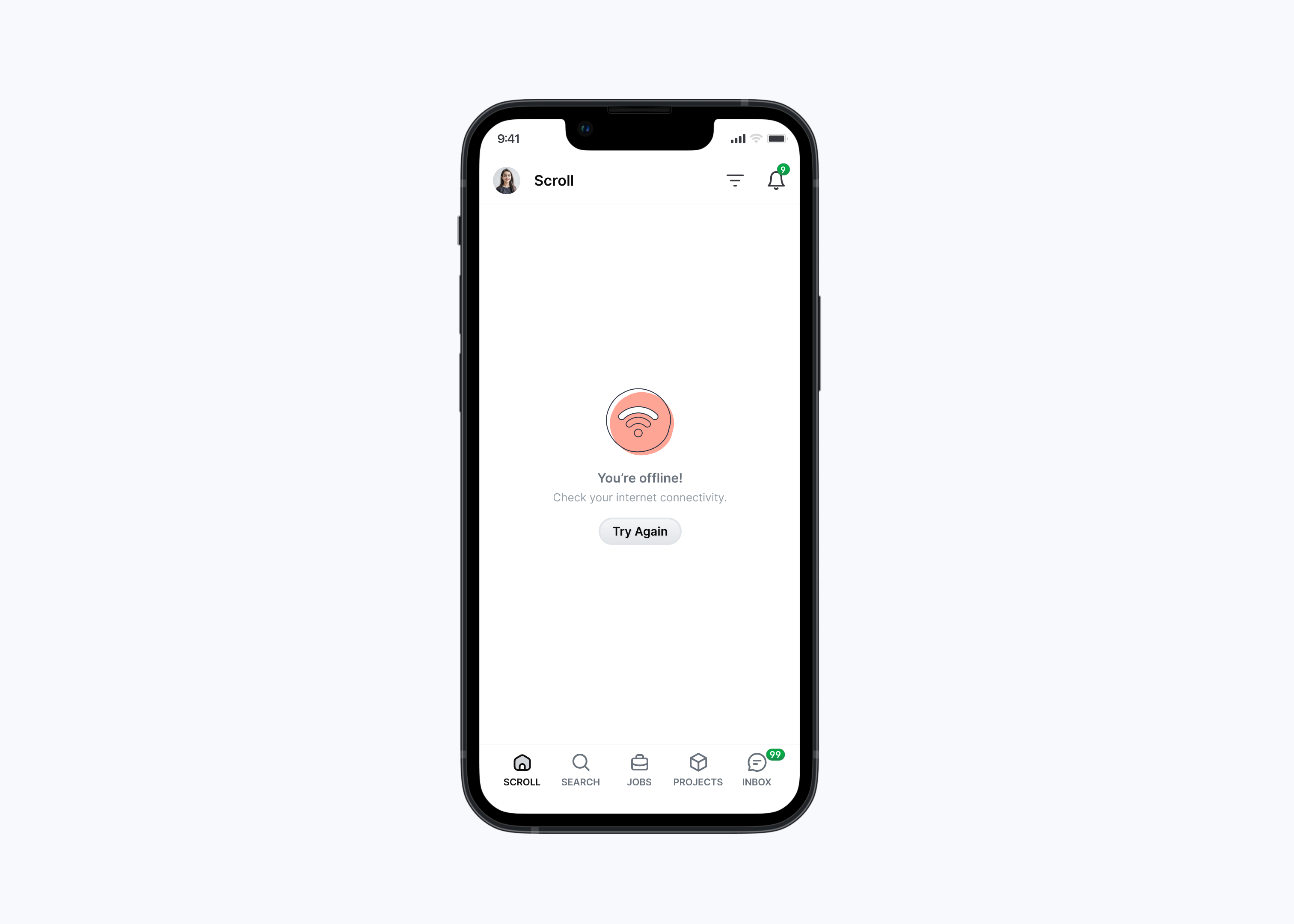 You're Offline - Empty State animated icon blank state empty state error mobile app no internet peerlist wifi you are offline zero state