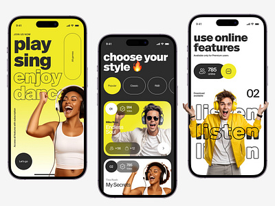 Music - Mobile App Concept app concept daily ui daily ux design inspiration ios listen mobile music app music streaming online playlist stylish ui ui tips ux ux tips yellow color