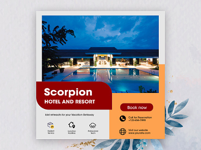 Hotel and resort social ad banner branding facebook banner graphic design poster social social media