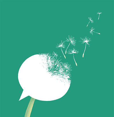 Say what? blow bubble communication dandelion editorial flower illustration minimal say speak speech talk wind