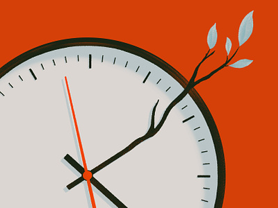 Patience branch calm clock concept editorial grow illustration leaves minimal patience plant red spot time
